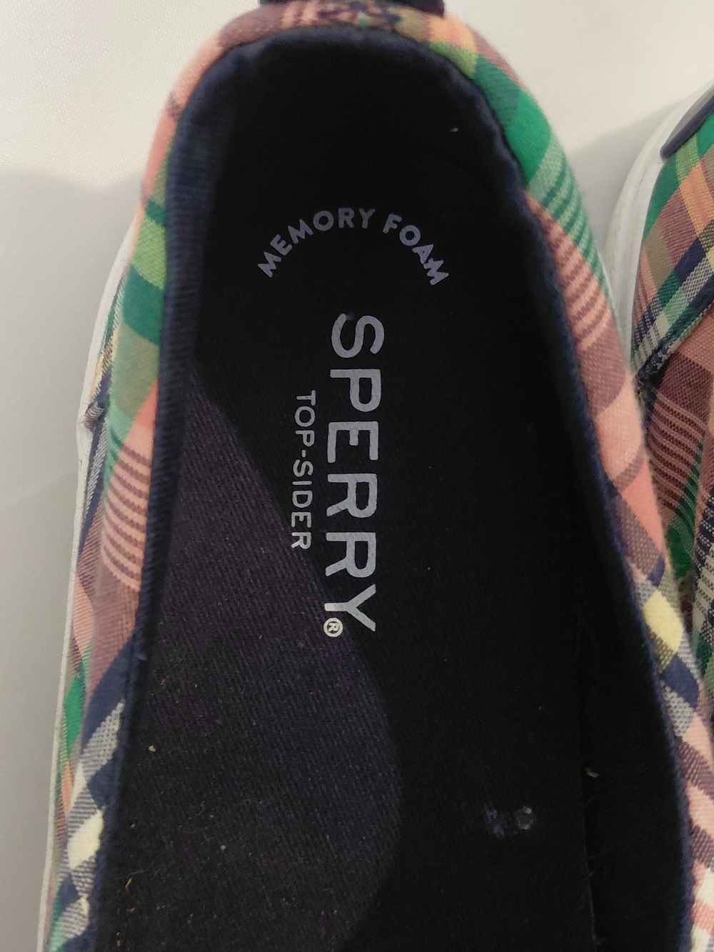 Sperry Plaid Lace-Up Sneakers in Pink, Navy & Green - Picture 4 of 11